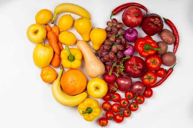 Free photo flat lay yellow and red food