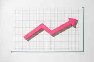 Foto gratuita piatto di presentazione delle statistiche con freccia