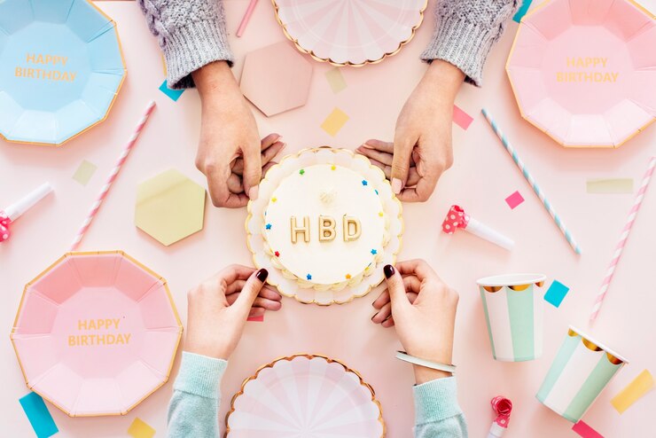 무료 Photo 생일 축하 파티 개념의 flatlay