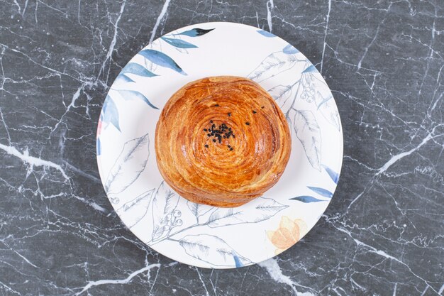 Flavorful Azerbaijan national gogal on the plate , on the marble surface