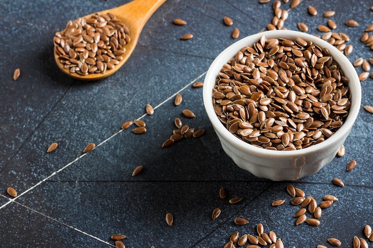 Free Photo flax seeds linseed superfood healthy organic food concept