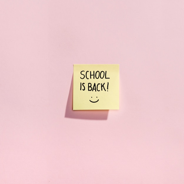 Flay lay back to school elements with sticky notes