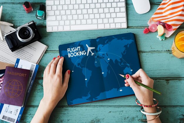 Flight Booking Reservation Travel Destination Concept