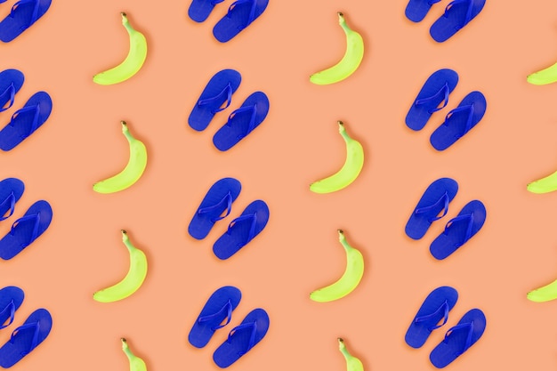 Flip flop and banana pattern for summer