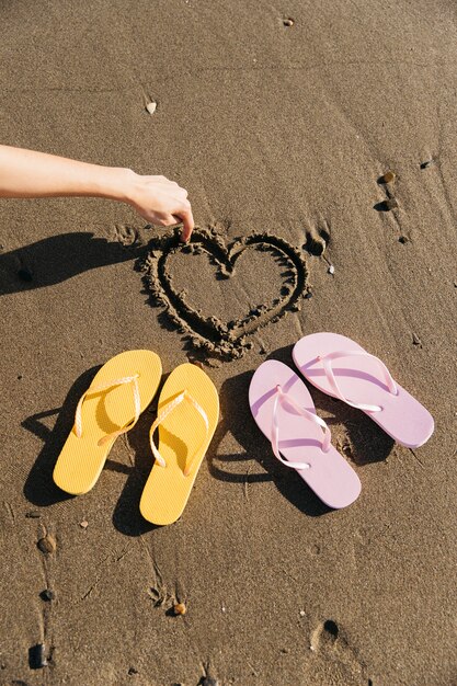 Flip flops in the sand at the beach