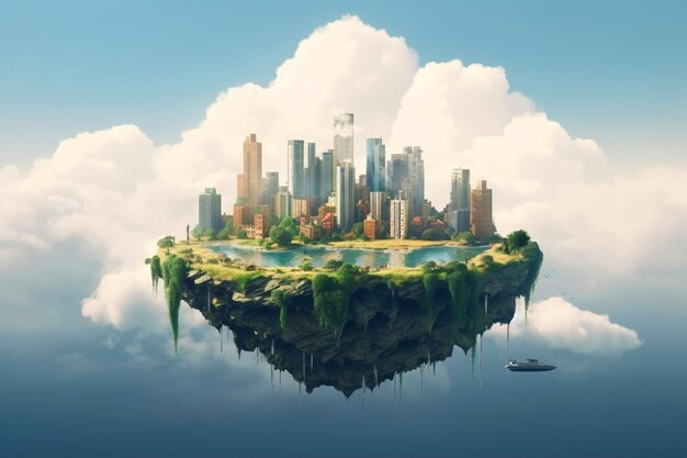 Floating civilization in the sky