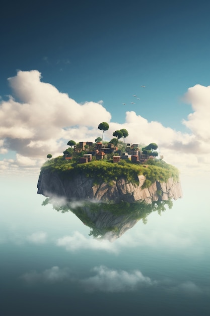 floating island in the sky wallpaper