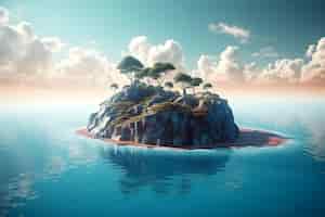 Free photo floating island seascape background
