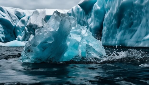 Floating on tranquil turquoise blue arctic water generated by AI