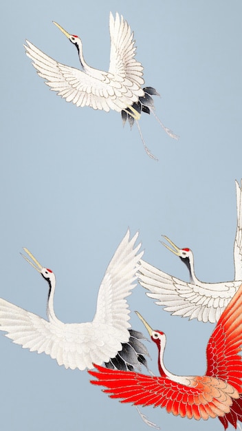 Flock of cranes background design