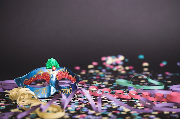 Floor with mask and confetti