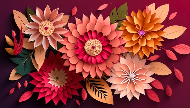 Floral arrangement with trendy colors Viva Magenta generative AI