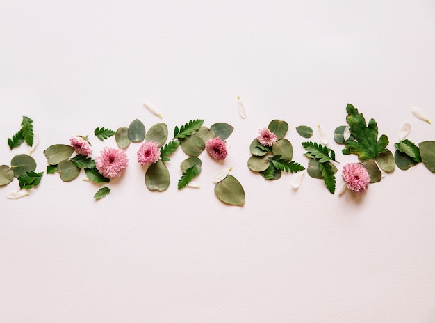 Floral background with leaves in middle