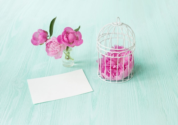 Floral bouquet with pink peonies.