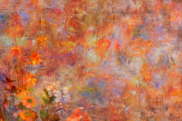 Floral finger painting on a textured wall