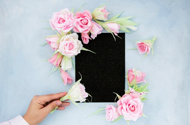 Floral frame on cement background