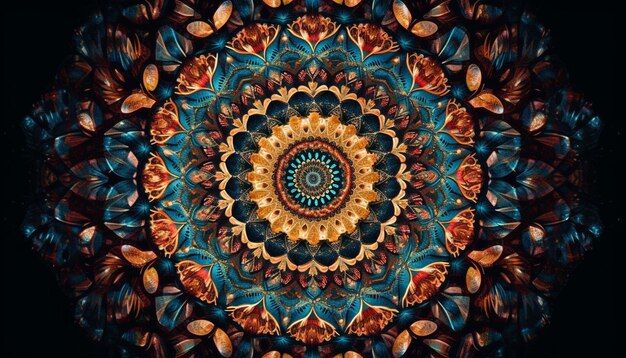 Floral mandala design element in vibrant s generated by AI