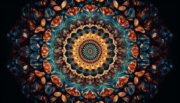 Floral mandala design element in vibrant s generated by AI