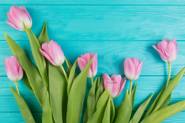 Floral mothers day composition with pink roses