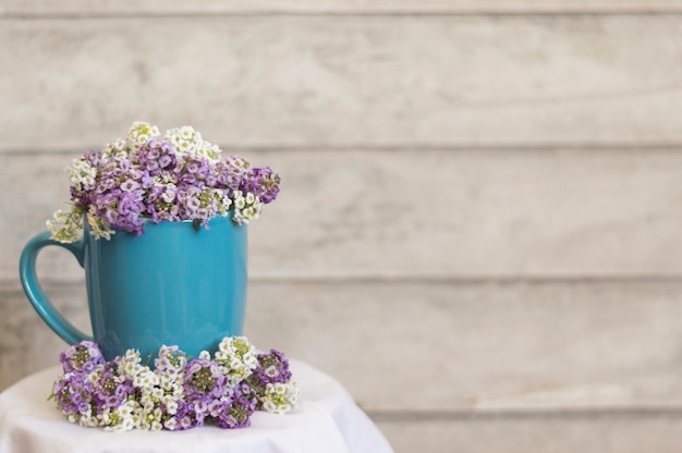 Floral mug with blurred background