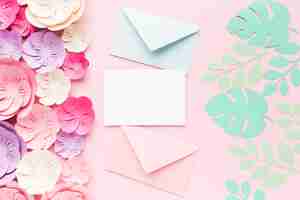 Free photo floral paper decoration and wedding card