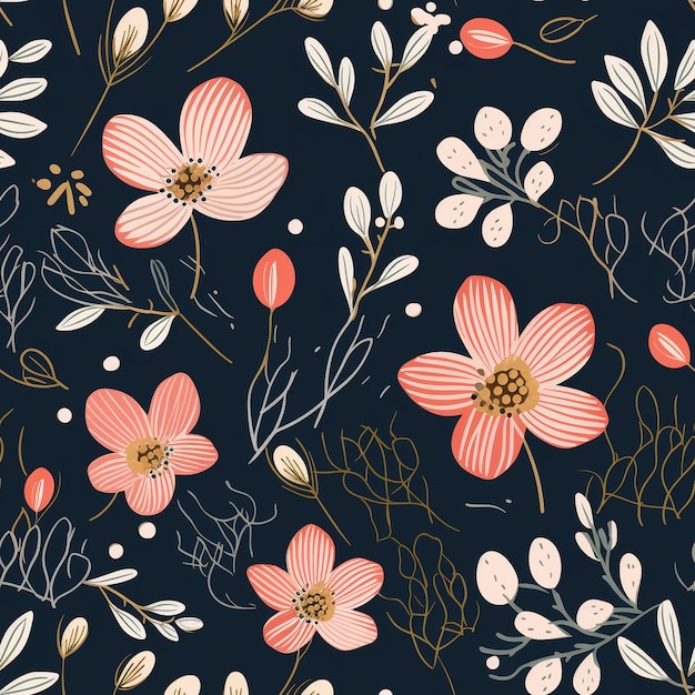 Free photo floral pattern cartoon illustration