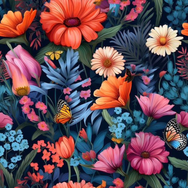 Free photo floral pattern cartoon illustration