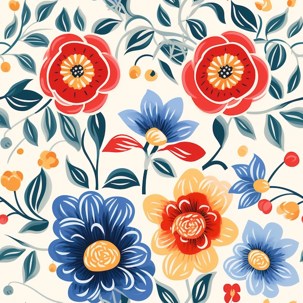 Free photo floral pattern cartoon illustration