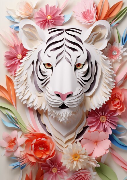 Floral tiger in studio