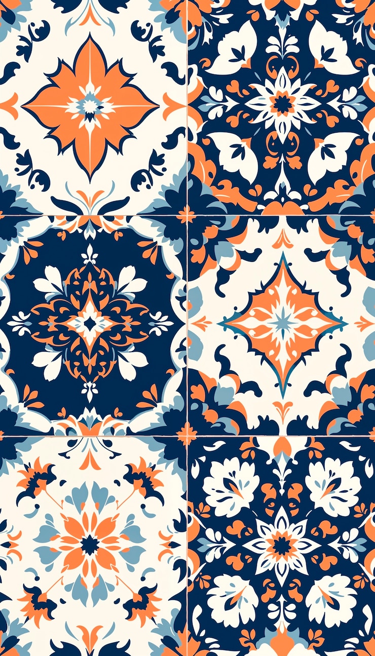 Free Photo floral tiles illustration