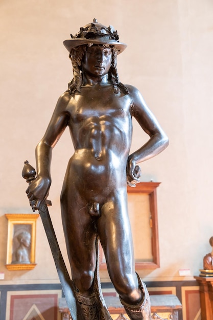 Premium Photo | Florence, italy - circa july 2021: david by donatello -  1469. italian renaissance art. the first nude statue made since antiquity  and donatello's masterpiece.