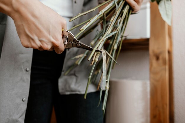 Florist making a beautiful floral arrangement