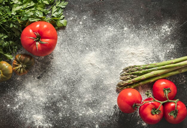 Flour and ingredients for pizza