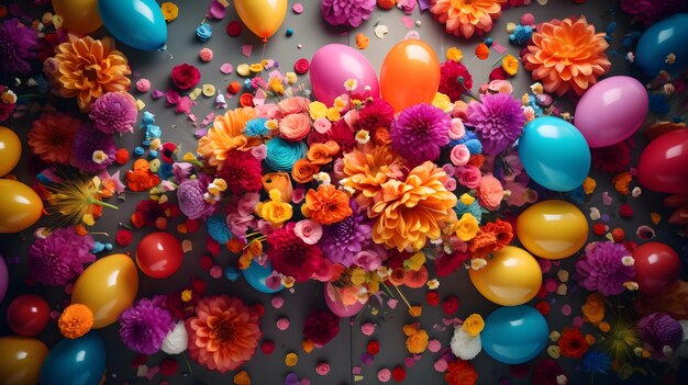 flower and balloons theme celebration background