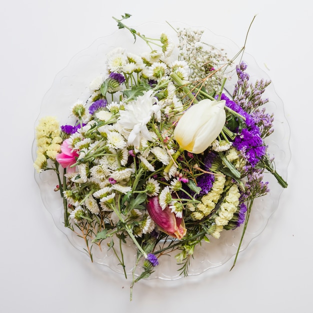 Flower composition on plate