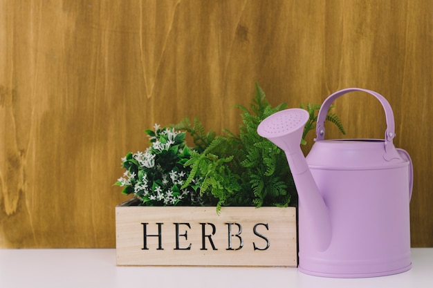 Flower composition with watering can