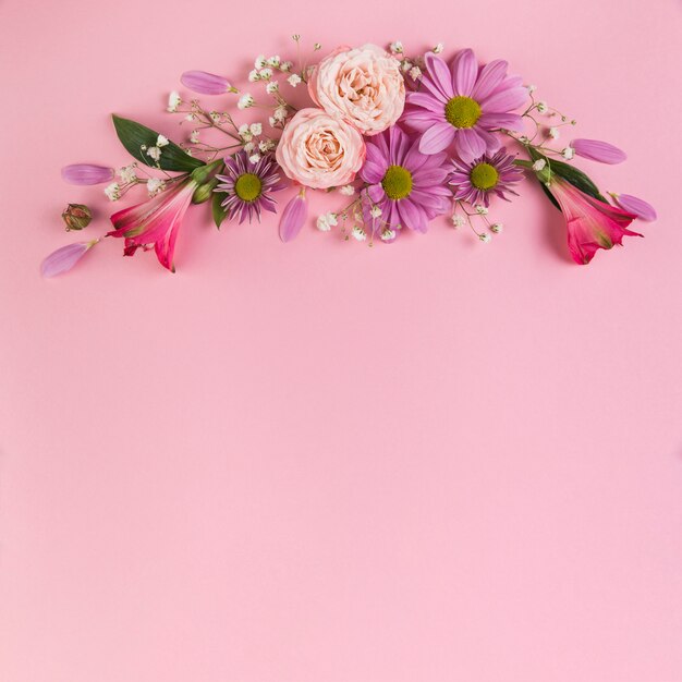 Flower decoration against pink background