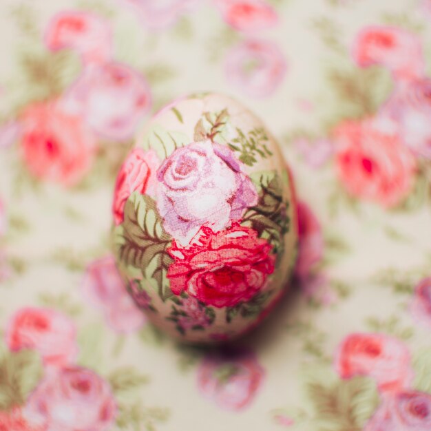 Flower decoupaged Easter egg 