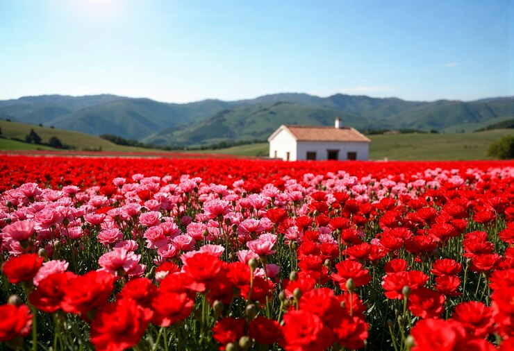 Free Photo flower field landscape