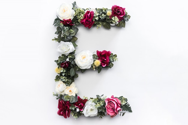 Flower letter E Floral monogram Free Photo