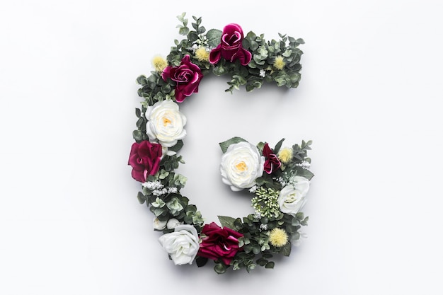 Flower letter G Floral monogram Free Photo