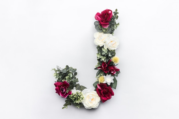 Flower letter J Floral monogram Free Photo