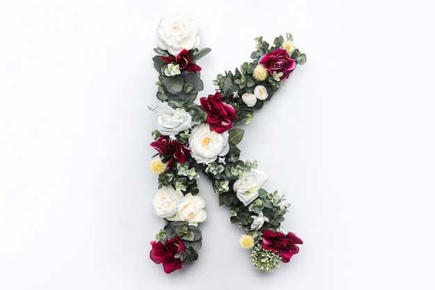 Flower letter K Floral monogram Free Photo