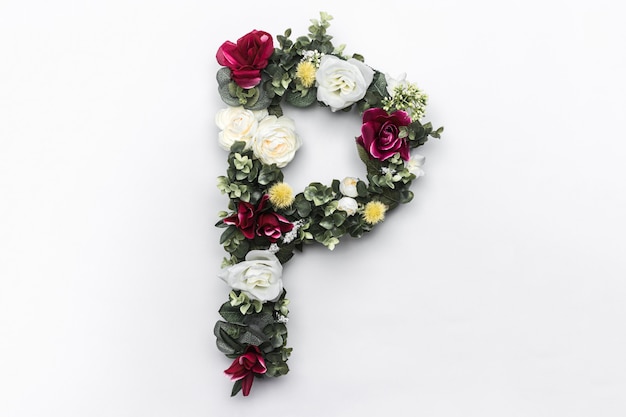 Flower letter P Floral monogram Free Photo