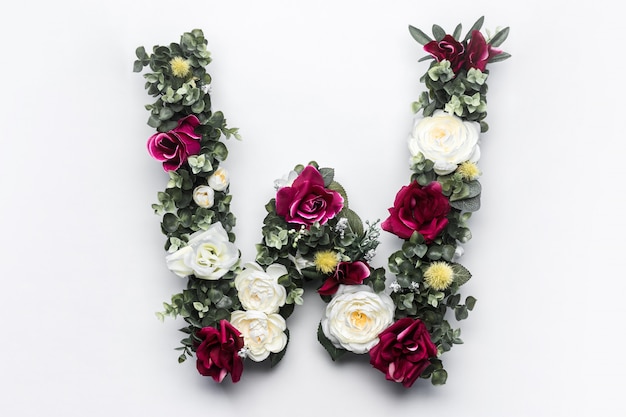 Flower letter W floral monogram 