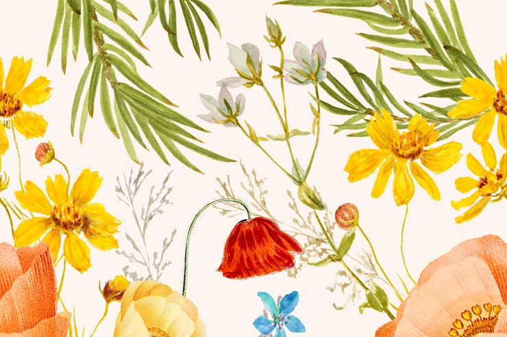 無料Photo 花柄の手描きの背景、パブリックドメインのアートワークからリミックス
