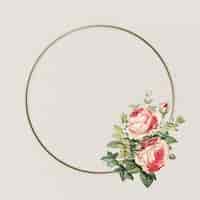 Foto gratuita fiore rosa cerchio cornice rosa illustrazione vintage