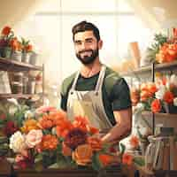 Free photo flower shop illustration