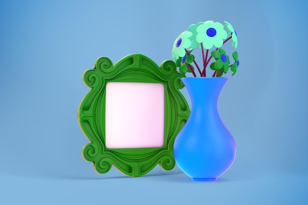 Free photo flower vase and frame left side