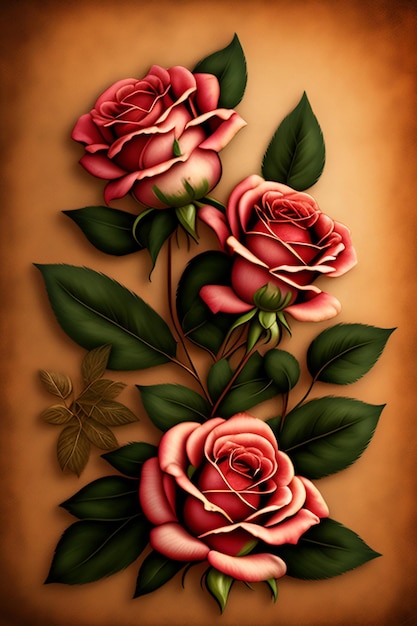 Una carta da parati floreale con su scritto rose